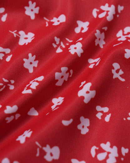 Rotes Blumen-Bikini-Set mit Kordelzug und Dreieck-Top
