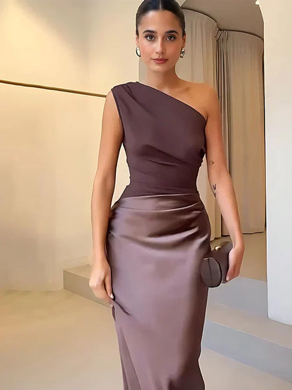 Maxikleid mit Schuldgefühl aus Satin