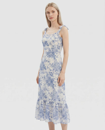 Blumenprint Midi-Kleid — Mühelose Eleganz
