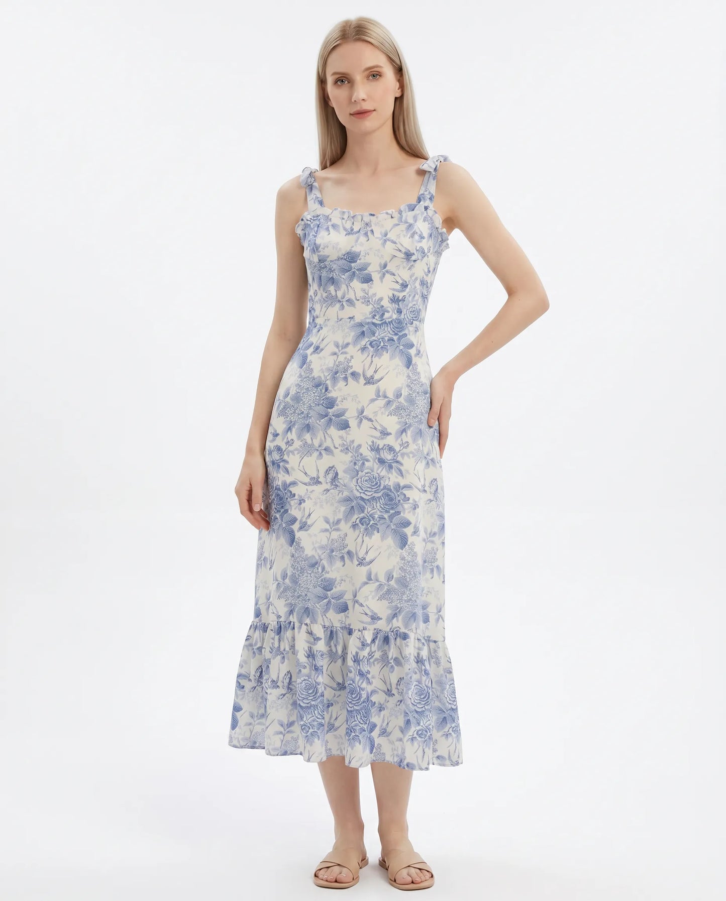 Blumenprint Midi-Kleid — Mühelose Eleganz