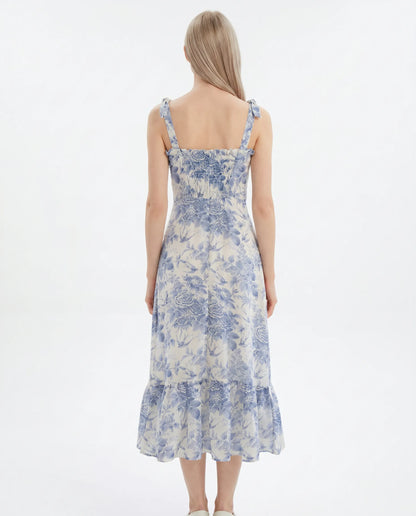 Blumenprint Midi-Kleid — Mühelose Eleganz
