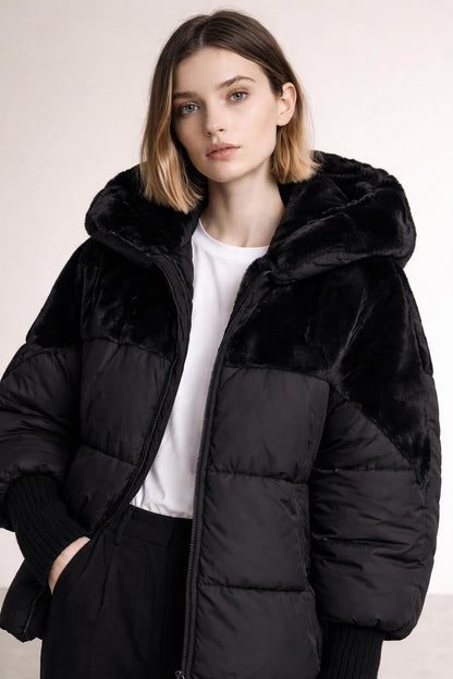 Yohan - Patchwork-Puffer mit Kapuze