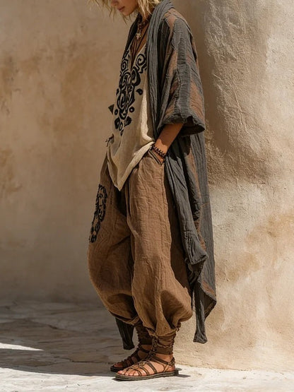 Margaret | Nomadisches Bohemian Kunstdruck Drei-Teile Set Outfit
