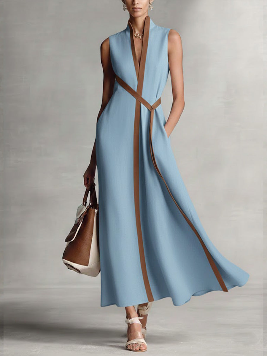 Rysella - Raffiniertes Leinen-Mix Wickel-Maxikleid