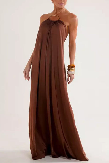 Ocean Goddess | Rückenfreies Halter Maxi-Kleid mit Metallkette