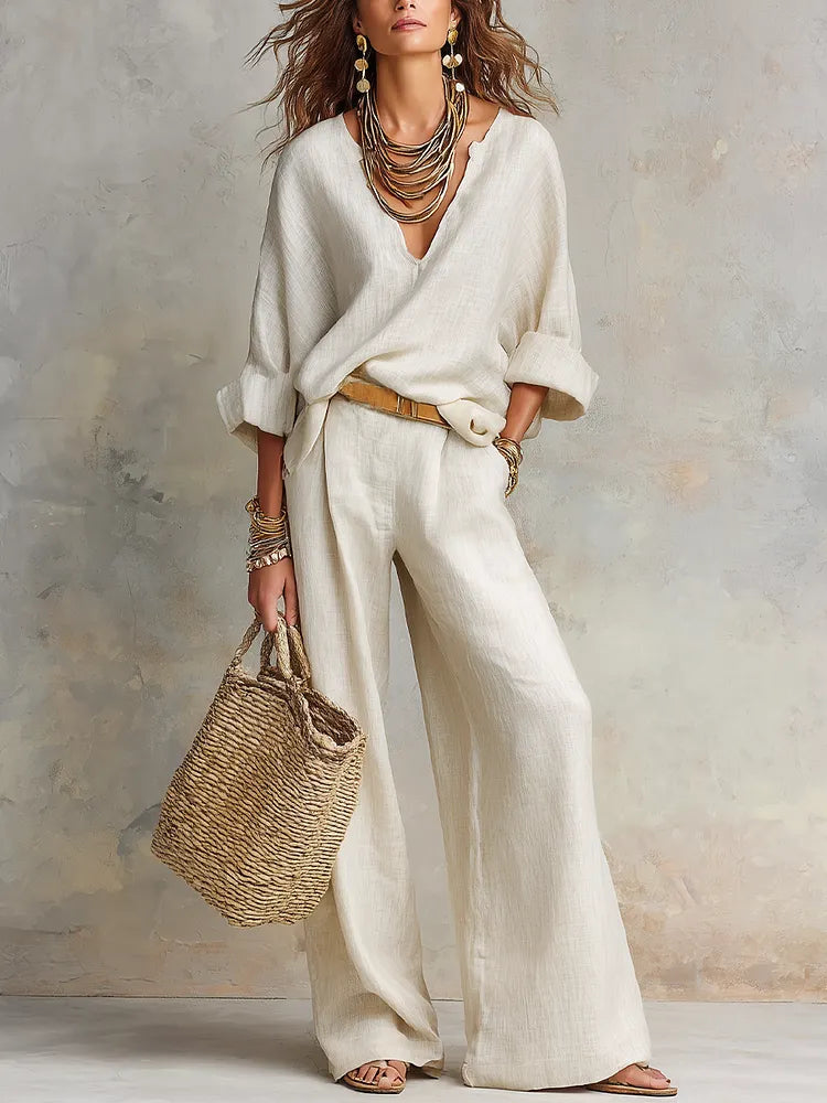 Off-White Leinen Resort Wear Set – Locker & Luftig