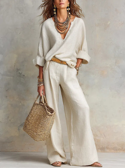 Off-White Leinen Resort Wear Set – Locker & Luftig