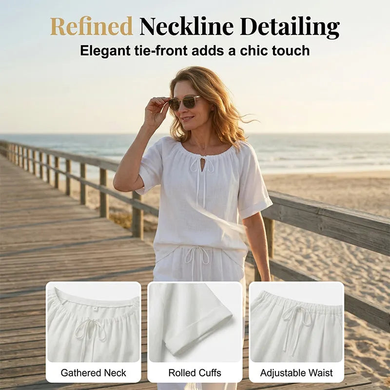 Damen Zweiteiler-Set mit Tunnelzug-Top & weiter Hose | Relaxed Fit