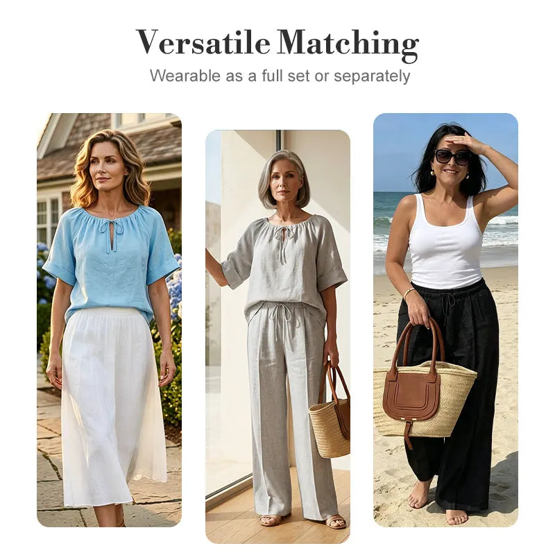 Damen Zweiteiler-Set mit Tunnelzug-Top & weiter Hose | Relaxed Fit