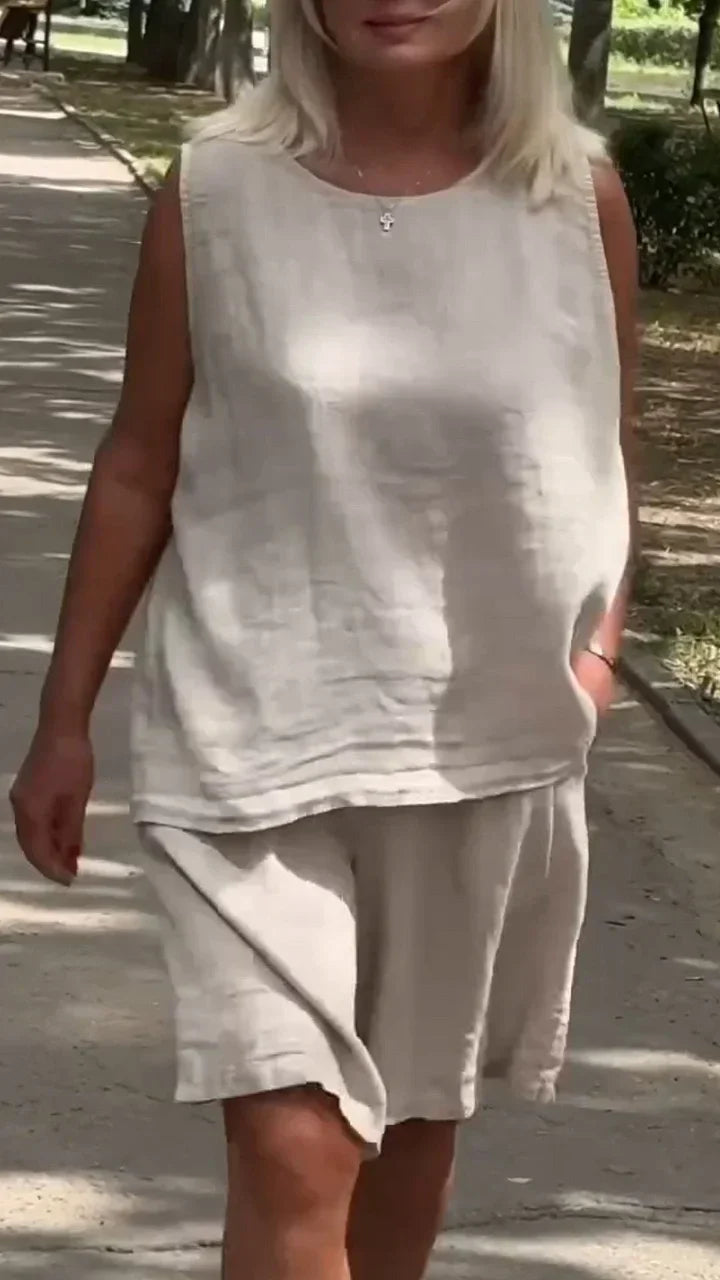 Jileana – Atmungsaktive, ärmellose Bluse Und Lockere Kurzhosen
