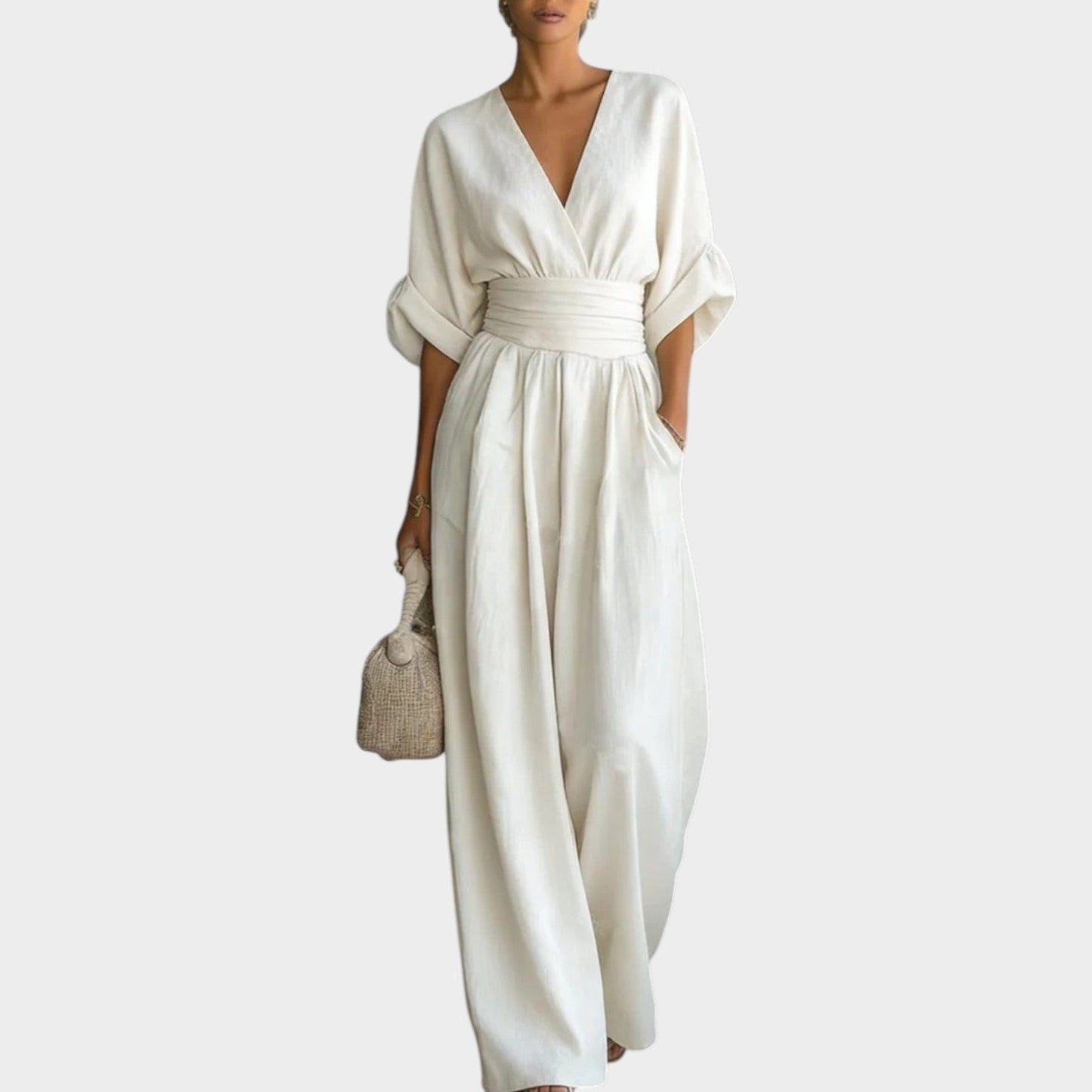 Weicher Drapierter Wide-Leg Jumpsuit