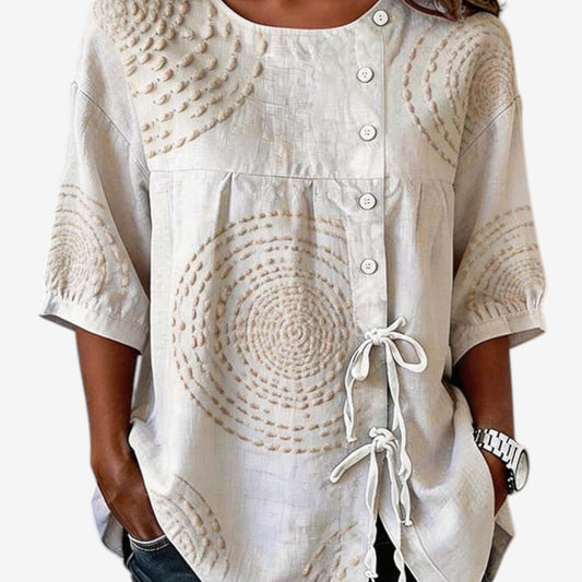Neiva – Besticktes Boho-Bluse mit Knöpfen
