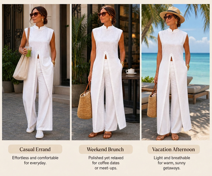 Chiara Imperatore™ Ärmelloses Zweiteiliges Set mit Weithose