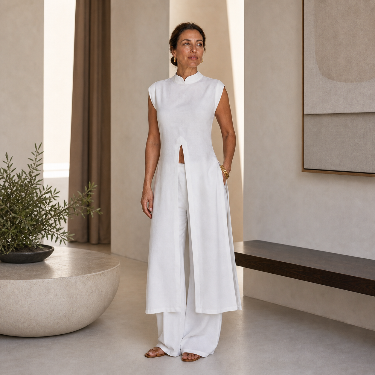 Chiara Imperatore™ Ärmelloses Zweiteiliges Set mit Weithose
