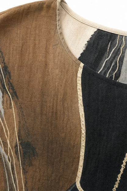 Ombralyn – Ombré-Bluse mit V-Ausschnitt & Mittelärmeln