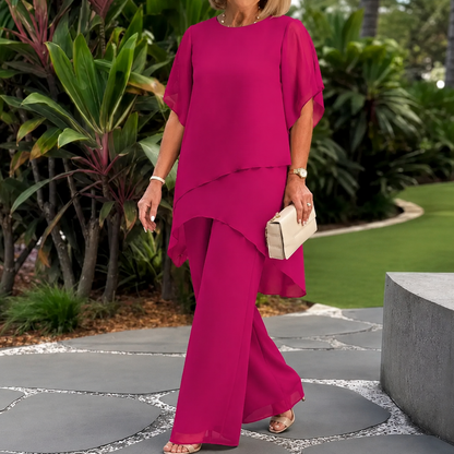 Florenza – Doppellagiges Top & Wide-Leg Hose Set