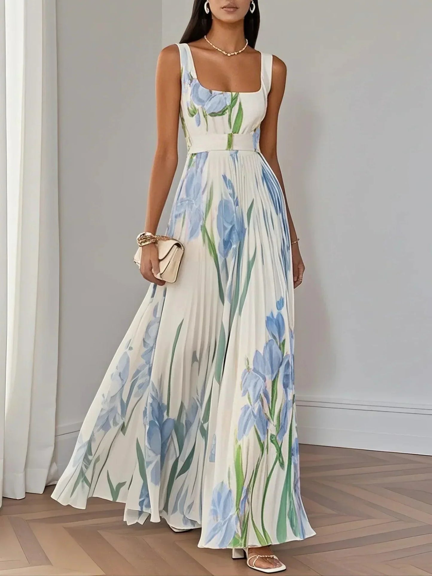 Yara™ - Maxikleid aus Plisseeschiffon