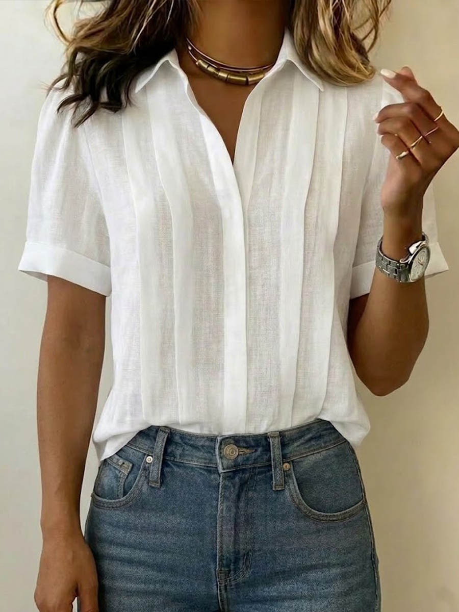Ionea – Kurzarm-Bluse mit Knopfleiste