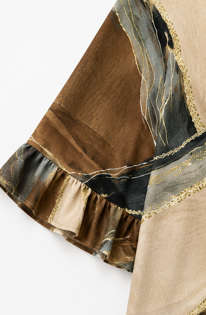 Ombralyn – Ombré-Bluse mit V-Ausschnitt & Mittelärmeln