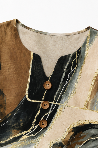 Ombralyn – Ombré-Bluse mit V-Ausschnitt & Mittelärmeln