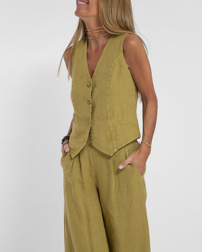 Stella | Damen Elegantes 2-teiliges Leinenset