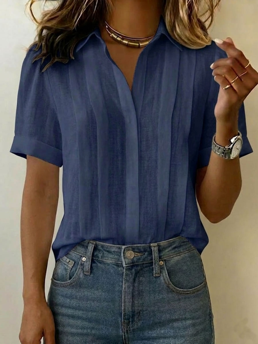 Ionea – Kurzarm-Bluse mit Knopfleiste