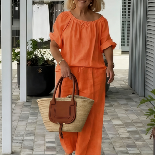 Damen Zweiteiler-Set mit Tunnelzug-Top & weiter Hose | Relaxed Fit