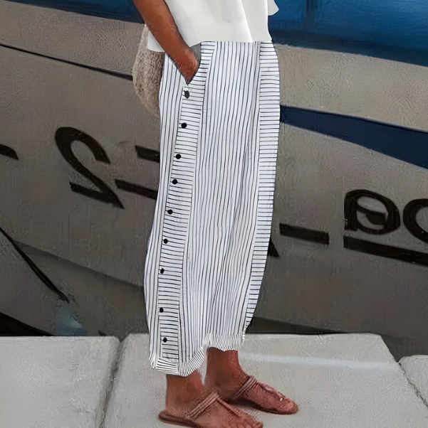 Yareli – Gestreifte Wide-Leg Hose