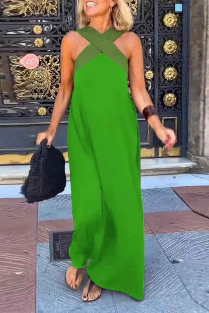 Rückenfreies Crossover-Maxi-Kleid in Lockerer Passform