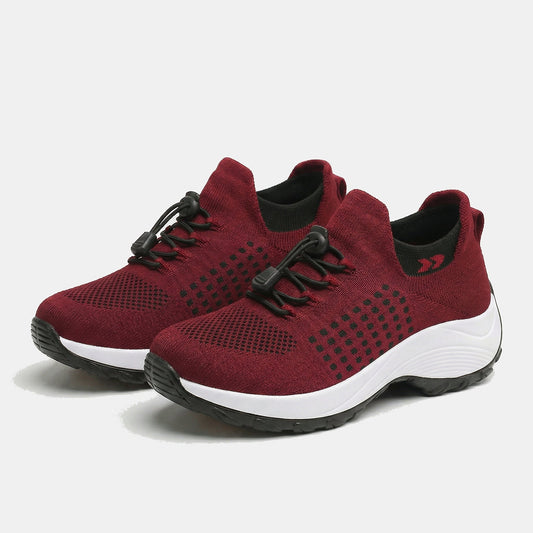 Ambulo Orthopädische Schuhe Strickstoff - Schwarz Rot