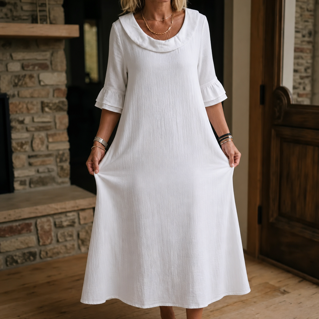 Céleste – A-Linien Midi-Kleid mit Rundhalsausschnitt