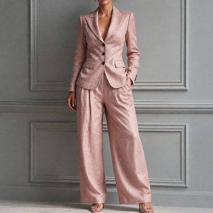 Linelle – Geplissiertes High-Waist Wide-Leg Blazer-Set