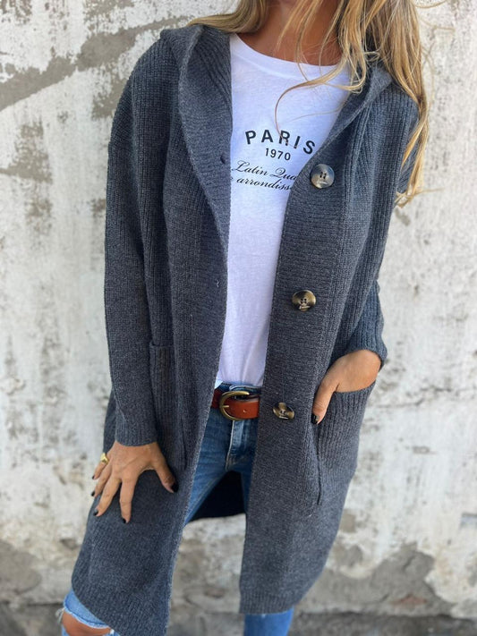 Frida - Eleganter langer Strickcardigan