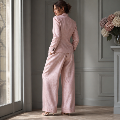 Linelle – Geplissiertes High-Waist Wide-Leg Blazer-Set