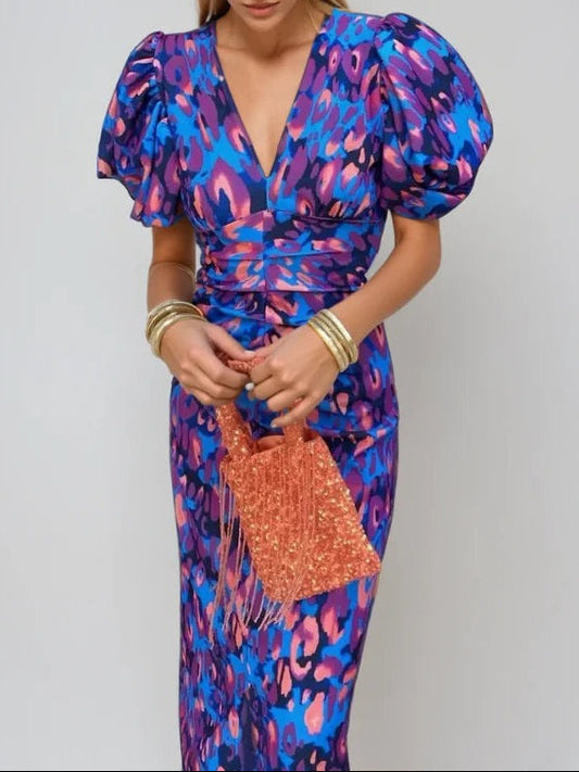 Noor™ - Halblange Kleid mit Puffärmeln