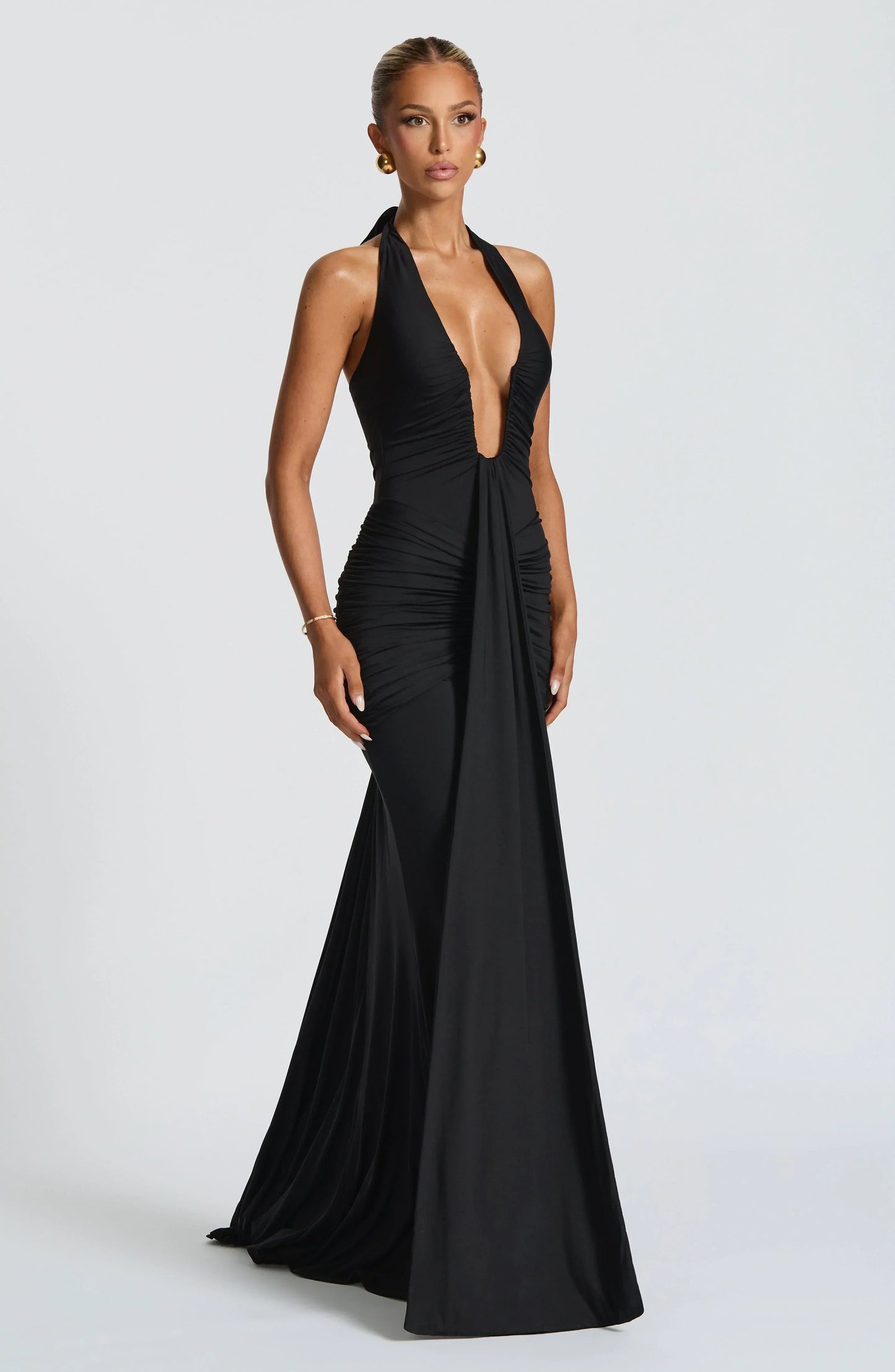 Graces - Drapiertes Jersey-Maxikleid