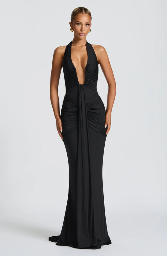 Graces - Drapiertes Jersey-Maxikleid