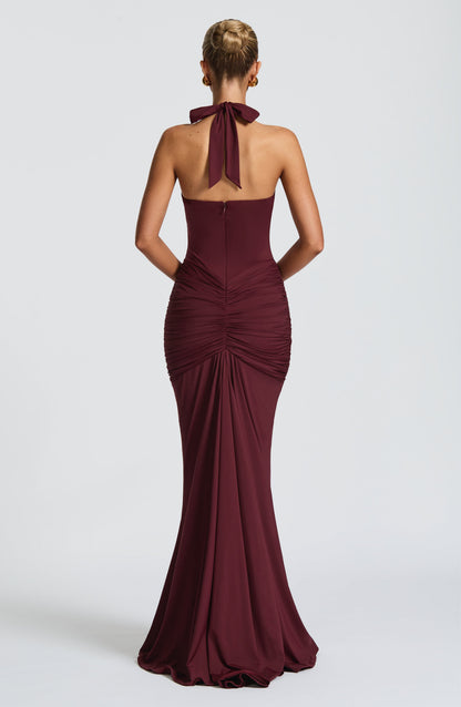 Rhea - Drapiertes Jersey-Maxikleid