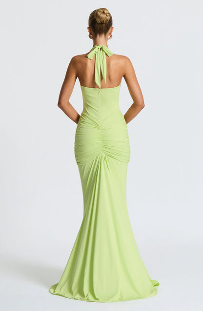 Rhea - Drapiertes Jersey-Maxikleid