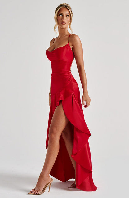 Atë - SATIN RUFFLE MAXI DRESS