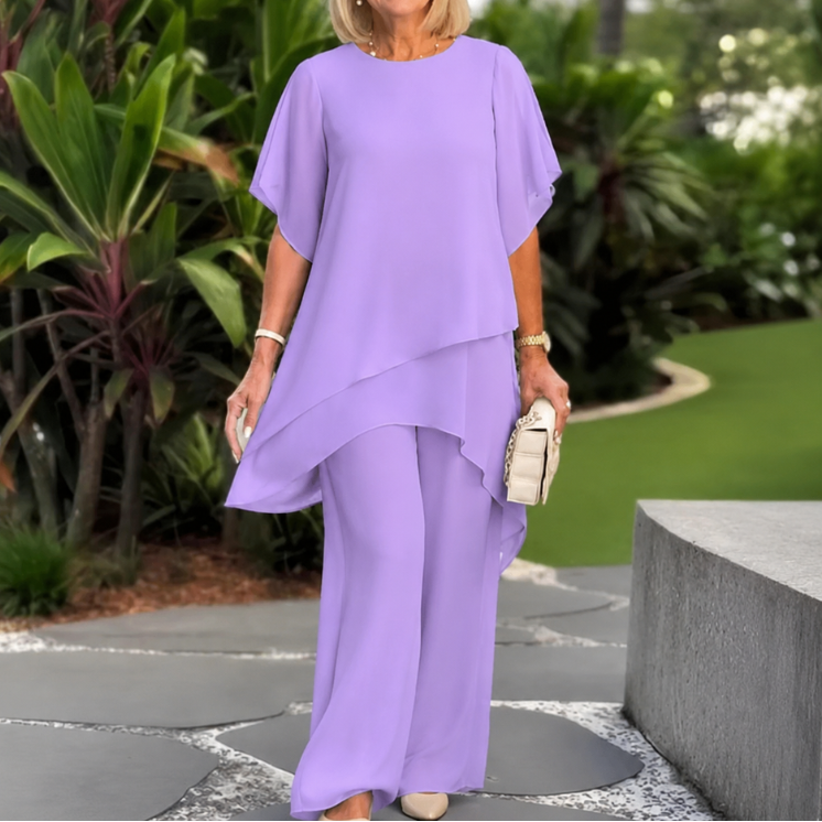 Florenza – Doppellagiges Top & Wide-Leg Hose Set