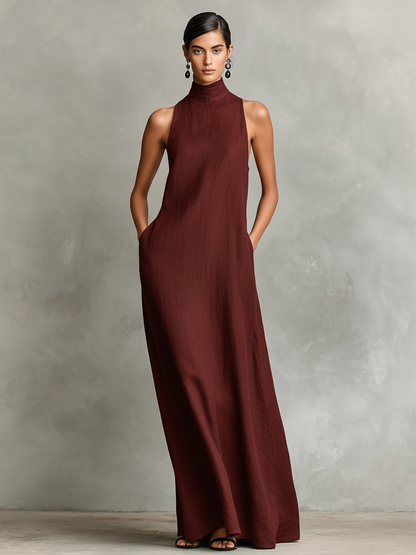 Imeria – Halter-Maxi-Kleid mit Seitentaschen