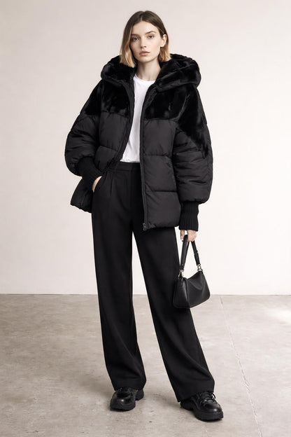 Yohan - Patchwork-Puffer mit Kapuze