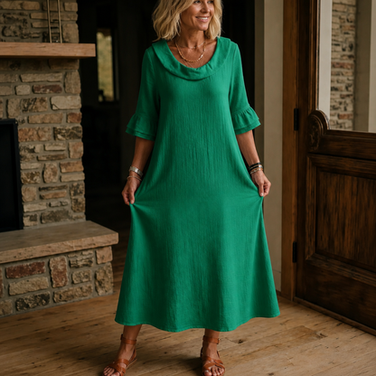 Céleste – A-Linien Midi-Kleid mit Rundhalsausschnitt