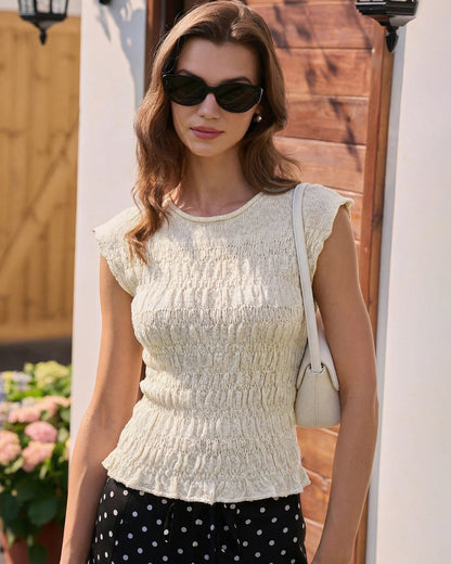 Apricot Rundhals-Pullover mit Struktur